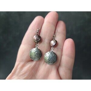 925 Sterling Silver Pearl Beaded Dangling Pierced Earrings Vintage